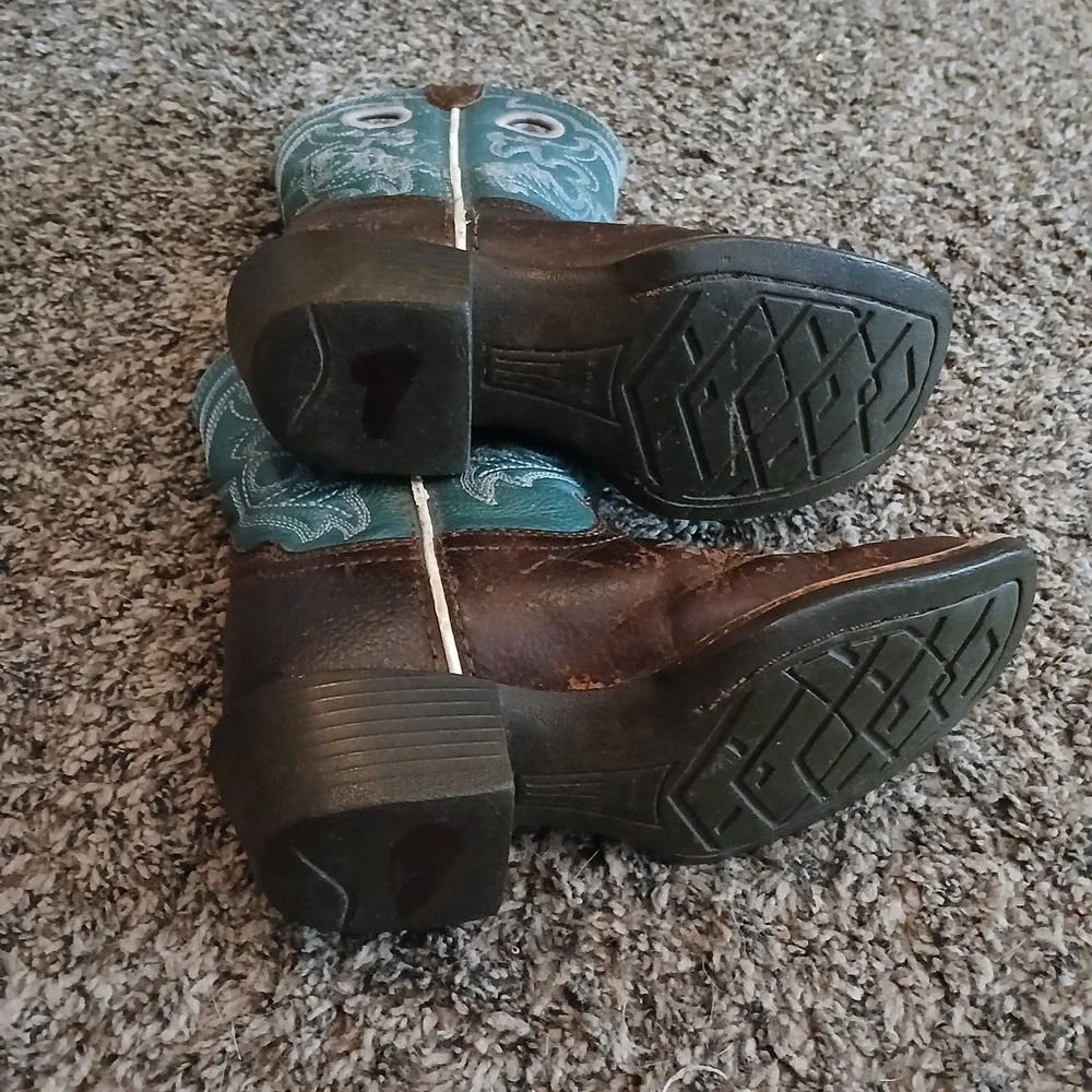 Ariat Toddler Size 10 Crossfire Western Cowboy Boot Country Turquoise Brown